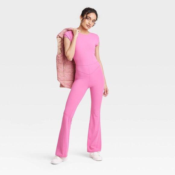 JoyLab - Women's Knit Low Back Flare Active Bodysuit - JoyL Pink - Picture 3 of 3